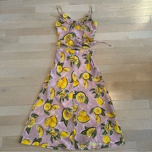 Zara Women’s Matching Lemon Print Tank Top and Maxi Skirt Set, Size S